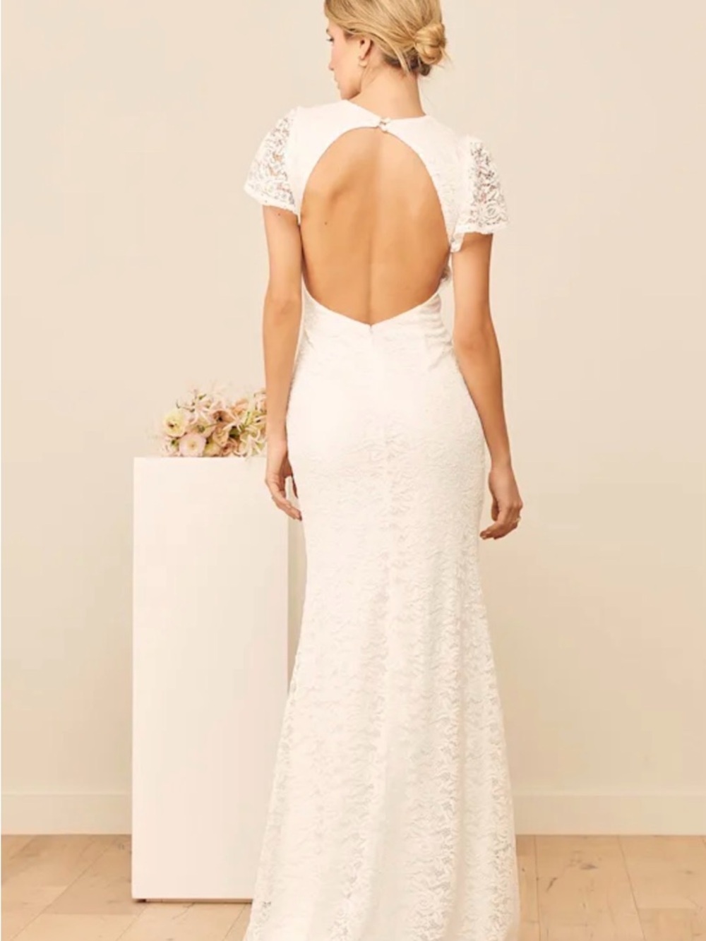 Lulu's Ivory Lace V-Neck Maxi Dress with Front Slit - Picture 3 of 11
